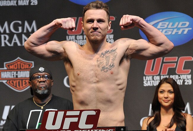LAS VEGAS - MAY 28:  UFC fighter Dan Miller weighs in for his fight against UFC fighter Michael Bisping at UFC 114: Rampage versus Rashad at the Mandalay Bay Hotel on May 28, 2010 in Las Vegas, Nevada.  (Photo by Jon Kopaloff/Getty Images)