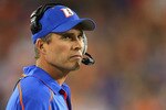 GLENDALE, AZ - JANUARY 04:  Head coach Chris Petersen of the Boise State Broncos looks on in the first half against the TCU Horned Frogs during the Tostitos Fiesta Bowl at the Universtity of Phoenix Stadium on January 4, 2010 in Glendale, Arizona.  (Photo by Christian Petersen/Getty Images)