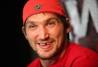LAS VEGAS - JUNE 22:  NHL MVP candidate Alex Ovechkin of the Washington Capitals is interviewed by the media at the Palms Casino Resort on June 22, 2010 in Las Vegas, Nevada.  (Photo by Bruce Bennett/Getty Images)