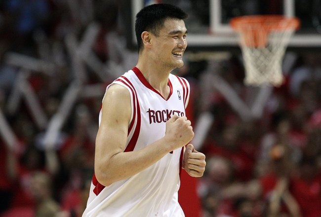 HOUSTON - APRIL 30:  Center Yao Ming #11 of the Houston Rockets in Game Six of the Western Conference Quarterfinals during the 2009 NBA Playoffs at Toyota Center on April 30, 2009 in Houston, Texas. NOTE TO USER: User expressly acknowledges and agrees that, by downloading and or using this photograph, User is consenting to the terms and conditions of the Getty Images License Agreement.  (Photo by Ronald Martinez/Getty Images)