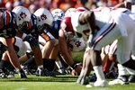 AUBURN, AL - NOVEMBER 27:  The Auburn Tigers punt team prepares to hike the ball against the Alabama Crimson Tide at Jordan-Hare Stadium on November 27, 2009 in Auburn, Alabama.  (Photo by Kevin C. Cox/Getty Images)