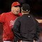 ANAHEIM, CA - JULY 01:  Los Angeles Angels of Anaheim manager Mike Scioscia argues a call with second base umpire Bruce Dreckman in the eighth inning against the Texas Rangers at Anaheim Stadium on July 1, 2010 in Anaheim, California. The Angels defeated the Rangers 2-1.  (Photo by Jeff Gross/Getty Images)