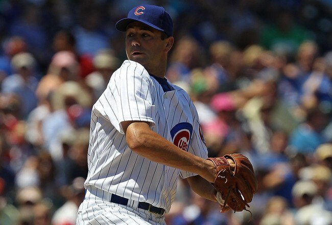 CHICAGO - JULY 16: Starting pitcher Ted Lilly #30 of the Chicago Cubs delivers the ball against the Philadelphia Phillies at Wrigley Field on July 16, 2010 in Chicago, Illinois. The Cubs defeated the Phillies 4-3. (Photo by Jonathan Daniel/Getty Images)