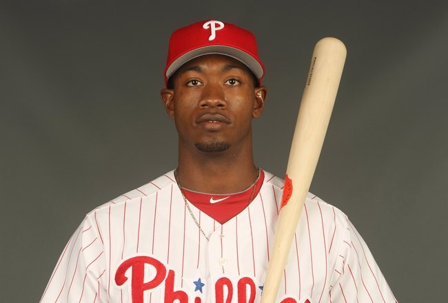 CLEARWATER, FL - FEBRUARY 24:  Dominic Brown #78 of the Philadelphia Phillies poses for a photo during Spring Training Media Photo Day at Bright House Networks Field on February 24, 2010 in Clearwater, Florida.  (Photo by Nick Laham/Getty Images)