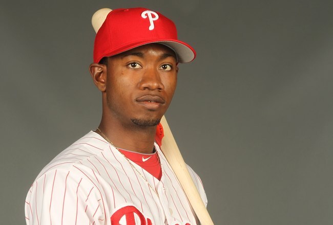 CLEARWATER, FL - FEBRUARY 24:  Dominic Brown #78 of the Philadelphia Phillies poses for a photo during Spring Training Media Photo Day at Bright House Networks Field on February 24, 2010 in Clearwater, Florida.  (Photo by Nick Laham/Getty Images)