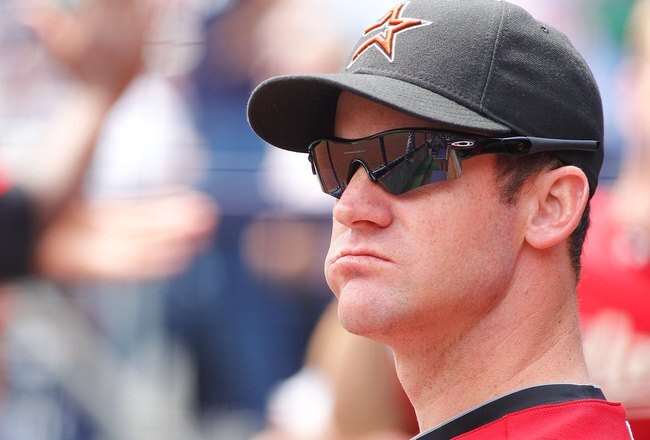 NEW YORK - JUNE 12:  Roy Oswalt #44 of the Houston Astros looks on against the New York Yankees on June 12, 2010 at Yankee Stadium in the Bronx borough of New York City.  (Photo by Mike Stobe/Getty Images)