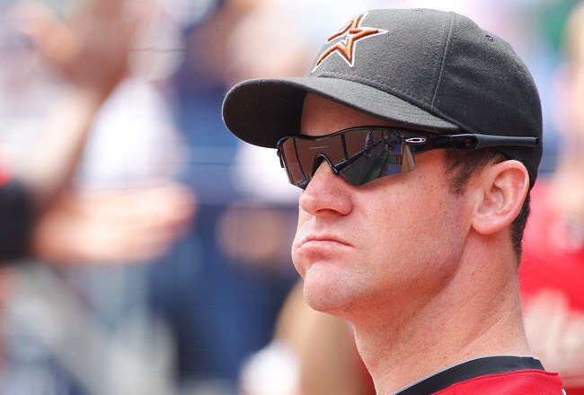 NEW YORK - JUNE 12:  Roy Oswalt #44 of the Houston Astros looks on against the New York Yankees on June 12, 2010 at Yankee Stadium in the Bronx borough of New York City.  (Photo by Mike Stobe/Getty Images)