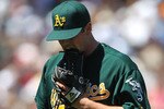 SAN FRANCISCO - JUNE 13: Vin Mazzaro #54 of the Oakland Athletics walks off the mound against the San Francisco Giants during an MLB game at AT&T Park on June 13, 2010 in San Francisco, California. (Photo by Jed Jacobsohn/Getty Images)