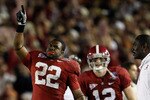 PASADENA, CA - JANUARY 07:  Running back Mark Ingram #22 of the Alabama Crimson Tide celebrates after winning the Citi BCS National Championship game over the Texas Longhorns at the Rose Bowl on January 7, 2010 in Pasadena, California. The Crimson Tide defeated the Longhorns 37-21.  (Photo by Jeff Gross/Getty Images)