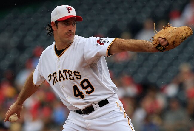 PITTSBURGH - MAY 31:  Ross Ohlendorf #49 of the Pittsburgh Pirates pitches against the Chicago Cubs during the game on May 31, 2010 at PNC Park in Pittsburgh, Pennsylvania.  (Photo by Jared Wickerham/Getty Images)