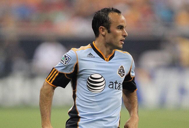 HOUSTON - JULY 28:  Landon Donovan #10 of the MLS All-Stars controls the ball against Manchester United during the MLS All Star Game at Reliant Stadium on July 28, 2010 in Houston, Texas.  (Photo by Ronald Martinez/Getty Images)