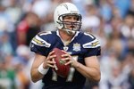 SAN DIEGO - JANUARY 17:  Quarterback Philip Rivers #17 of the San Diego Chargers drops back to pass against the New York Jets during the AFC Divisional Playoff Game at Qualcomm Stadium on January 17, 2010 in San Diego, California.  (Photo by Donald Miralle/Getty Images)