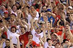 PHILADELPHIA - MAY 2: Philadelphia Phillies fans cheer after a home run during a game against the New York Mets at Citizens Bank Park on May 2, 2010 in Philadelphia, Pennsylvania. (Photo by Hunter Martin/Getty Images)