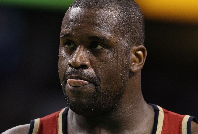 BOSTON - MAY 13:  Shaquille O'Neal #33 of the Cleveland Cavaliers waits to shoot a free throw in the fourth quarter against the Boston Celtics during Game Six of the Eastern Conference Semifinals of the 2010 NBA playoffs at TD Garden on May 13, 2010 in Boston, Massachusetts. The Celtics defeated the Cavaliers 94-85.  NOTE TO USER: User Expressly Acknowledges and agrees that, by downloading and or using this photograph, User is consenting to the terms and conditions of the Getty Images License Agreement.  (Photo by Elsa/Getty Images)