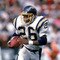 LOS ANGELES - SEPTEMBER 28:  Running back Lionel James #26 of the San Diego Chargers runs with the ball during a game against the Los Angeles Raiders at the Los Angeles Memorial Coliseum on September 28, 1986 in Los Angeles, California.  The Raiders won 17-13.  (Photo by George Rose/Getty Images)