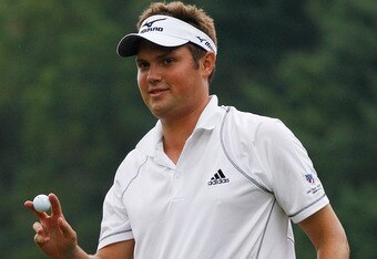 WHITE SULPHUR SPRINGS, WV - JULY 31:  Jeff Overton waves to the gallery after a birdie on the 17th hole during the third round of the Greenbrier Classic on The Old White Course at the Greenbrier Resort on July 31, 2010 in White Sulphur Springs, West Virginia.  (Photo by Scott Halleran/Getty Images)