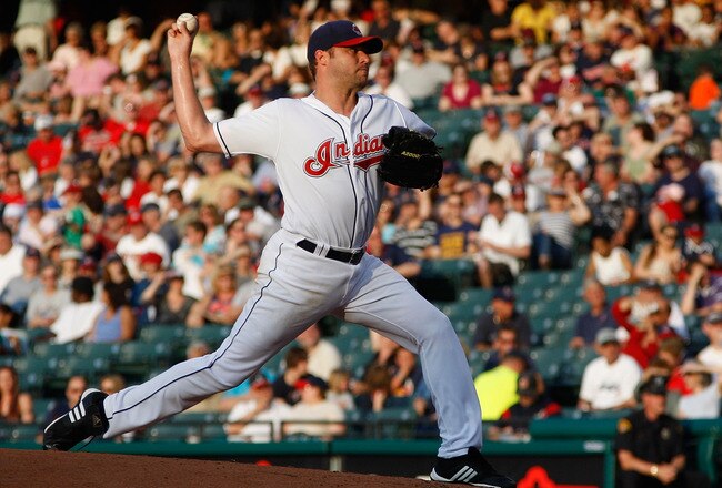 CLEVELAND - JUNE 11:  Jake Westbrook #37 of the Cleveland Indians pitches against the Washington Nationals during the game on June 11, 2010 at Progressive Field in Cleveland, Ohio.  (Photo by Jared Wickerham/Getty Images)