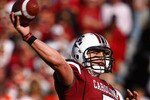 COLUMBIA, SC - NOVEMBER 28:  Stephen Garcia #5 of the South Carolina Gamecocks drops back to pass against the Clemson Tigers at Williams-Brice Stadium on November 28, 2009 in Columbia, South Carolina.  (Photo by Scott Halleran/Getty Images)