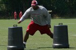 ASHBURN, VA - JULY 30:  Defensive lineman Albert Haynesworth #92 of the Washington Redskins works out following practice on the second day of training camp July 30, 2010 in Ashburn, Virginia. Haynesworth failed a team mandated conditioning test for the second day in a row prior to the morning practice.  (Photo by Win McNamee/Getty Images)