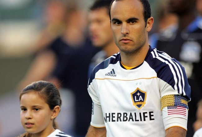 CARSON, CA - JULY 22:  Landon Donovan #10 of the Los Angeles Galaxy looks on prior to their MLS match against the San Jose Earthquakes at The Home Depot Center on July 22, 2010 in Carson, California. Donovan scored on the rebound to tie the game 2-2. The Earthquakes and the Galaxy played to a 2-2 draw.  (Photo by Victor Decolongon/Getty Images)
