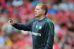 LONDON, ENGLAND - JULY 31:  Manager Neil Lennon of Celtic looks on during the Emirates Cup match between Celtic and Lyon at Emirates Stadium on July 31, 2010 in London, England.  (Photo by Mike Hewitt/Getty Images)