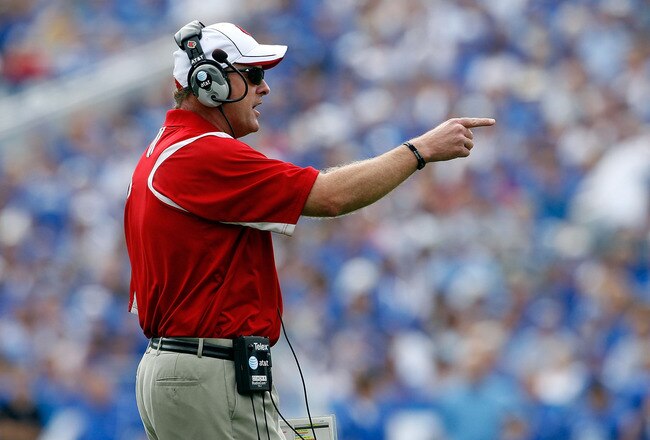 LEXINGTON, KY - SEPTEMBER 19:  Steve Kragthorpe the Head Coach of the Louisville Cardinals is pictured during the game against the Kentucky Wildcats  at Commonwealth Stadium on September 19, 2009 in Lexington, Kentucky.  (Photo by Andy Lyons/Getty Images)