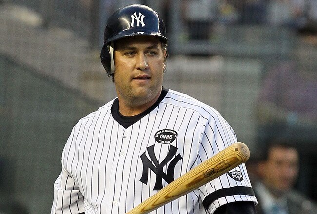 NEW YORK - AUGUST 02:  Lance Berkman #17 of the New York Yankees walks back to the dugout after striking out in the second inning against the Toronto Blue Jays on August 2, 2010 at Yankee Stadium in the Bronx borough of New York City.  (Photo by Jim McIsaac/Getty Images)