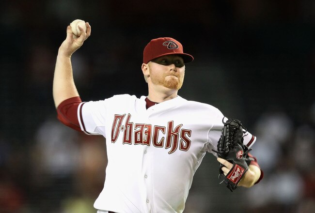PHOENIX - JULY 20:  Starting pitcher Barry Enright #54 of the Arizona Diamondbacks pitches against the New York Mets during the Major League Baseball game at Chase Field on July 20, 2010 in Phoenix, Arizona.  (Photo by Christian Petersen/Getty Images)