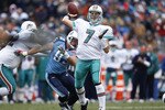 NASHVILLE, TN - DECEMBER 20: Chad Henne #7 of the Miami Dolphins passes the football in the first half against the Tennessee Titans at LP Field on December 20, 2009 in Nashville, Tennessee. (Photo by Joe Robbins/Getty Images)