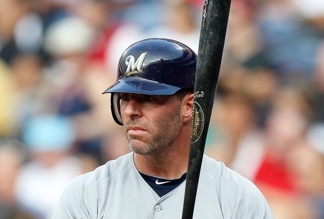 ATLANTA - JULY 15:  Jim Edmonds #15 of the Milwaukee Brewers against the Atlanta Braves at Turner Field on July 15, 2010 in Atlanta, Georgia.  (Photo by Kevin C. Cox/Getty Images)