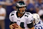 INDIANAPOLIS, IN - AUGUST 20: Quarterback A.J. Feeley #14 of the Philadelphia Eagles drops back to pass the football against the Indianapolis Colts at Lucas Oil Stadium on August 20, 2009 in Indianapolis, Indiana. (Photo by Scott Boehm/Getty Images)