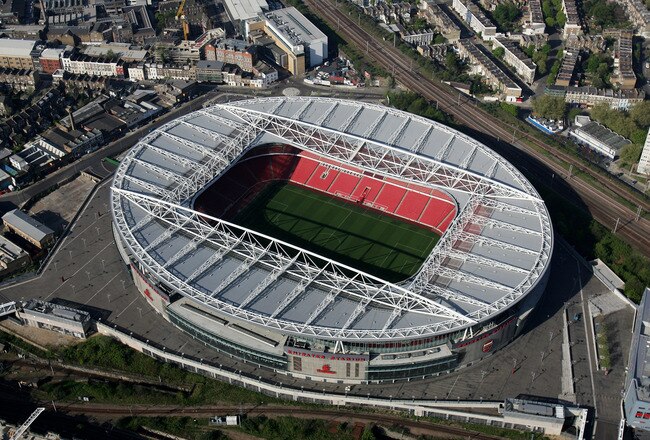 LONDON - APRIL 20:  An aerial view of the Emirates Stadium, home of Arsenal football club on April 20, 2007 in Ashburton Grove, Holloway, north London, England.  (Photo by Mike Hewitt/Getty Images)