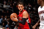 ATLANTA - DECEMBER 02:  Marco Belinelli #0 of the Toronto Raptors against the Atlanta Hawks at Philips Arena on December 2, 2009 in Atlanta, Georgia.  NOTE TO USER: User expressly acknowledges and agrees that, by downloading and/or using this Photograph, User is consenting to the terms and conditions of the Getty Images License Agreement.  (Photo by Kevin C. Cox/Getty Images)