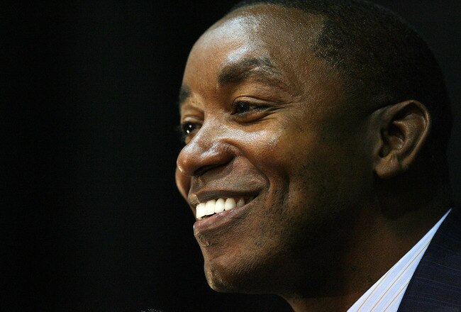 MIAMI - APRIL 15:  Isiah Thomas talks to the media after he was introduced as the new head coach for Florida International Univeristy men's basketball team at U.S.Century Bank Arena on April 15, 2009 in Miami, Florida.  (Photo by Doug Benc/Getty Images)