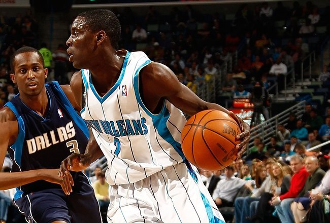 NEW ORLEANS - MARCH 22:  Darren Collison #2 of the New Orleans Hornets drives the ball during the game against the Dallas Mavericks at the New Orleans Arena on March 22, 2010 in New Orleans, Louisiana.  NOTE TO USER: User expressly acknowledges and agrees that, by downloading and/or using this Photograph, User is consenting to the terms and conditions of the Getty Images License Agreement.  (Photo by Chris Graythen/Getty Images)