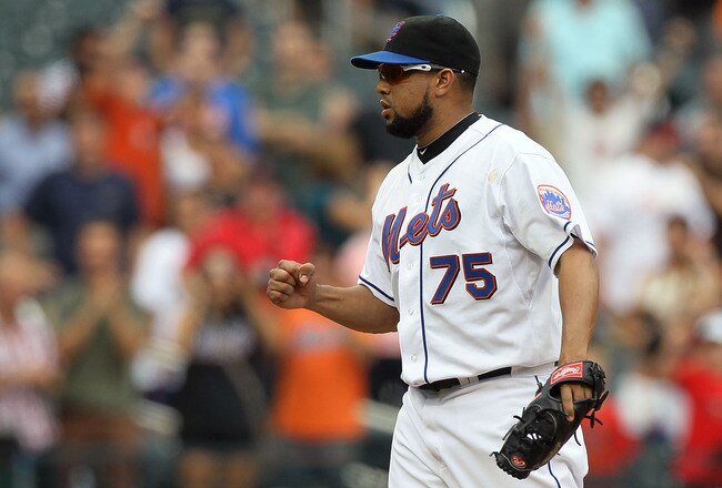 NEW YORK - JULY 29:  Francisco Rodriguez #75 of the New York Mets celebrates after defeating the St. Louis Cardinals on July 29, 2010 at Citi Field in the Flushing neighborhood of the Queens borough of New York City. The Mets defeated the Cardinals 4-0.  (Photo by Jim McIsaac/Getty Images)