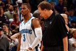 NEW ORLEANS - JANUARY 29:  Chris Paul #3 of the New Orleans Hornets walks off the court after injuring his knee against the Chicago Bulls at the New Orleans Arena on January 29, 2010 in New Orleans, Louisiana.   NOTE TO USER: User expressly acknowledges and agrees that, by downloading and/or using this Photograph, User is consenting to the terms and conditions of the Getty Images License Agreement.  (Photo by Chris Graythen/Getty Images)