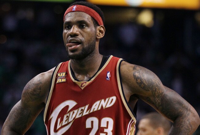 BOSTON - MAY 13:  LeBron James #23 of the Cleveland Cavaliers stands by in the fourth quarter against the Boston Celtics during Game Six of the Eastern Conference Semifinals of the 2010 NBA playoffs at TD Garden on May 13, 2010 in Boston, Massachusetts. The Celtics defeated the Cavaliers 94-85.  NOTE TO USER: User Expressly Acknowledges and agrees that, by downloading and or using this photograph, User is consenting to the terms and conditions of the Getty Images License Agreement.  (Photo by Elsa/Getty Images)