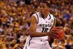 INDIANAPOLIS - APRIL 03:  Delvon Roe #10 of the Michigan State Spartans with the ball against the Butler Bulldogs during the National Semifinal game of the 2010 NCAA Division I Men's Basketball Championship on April 3, 2010 in Indianapolis, Indiana.  (Photo by Jonathan Daniel/Getty Images)