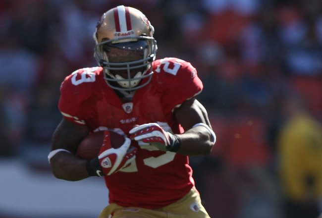 SAN FRANCISCO - OCTOBER 04:  Glen Coffee #29 of the San Francisco 49ers runs against the St. Louis Rams during an NFL game on October 4, 2009 at Candlestick Park in San Francisco, California.  (Photo by Jed Jacobsohn/Getty Images)