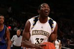 NEW YORK - MARCH 12: Trevor Mbakwe #33 of the Marquette Golden Eagles get ready to make a shot against Seton Hall during the 2008 Big East Men's Basketball Championship at Madison Square Garden on March 12, 2008 in New York City.  (Photo by Jim McIsaac/Getty Images)