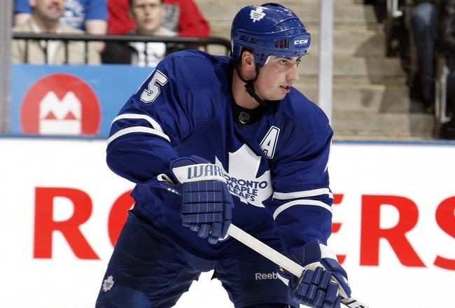 TORONTO - APRIL 6: Tomas Kaberle #15 of the Toronto Maple Leafs skates up the ice during a NHL game against the Philadelphia Flyers at the Air Canada Centre on April 6, 2010 in Toronto, Ontario, Canada. (Photo by Abelimages/Getty Images)