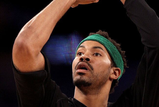 LOS ANGELES, CA - JUNE 17:  Rasheed Wallace #30 of the Boston Celtics warms up before Game Seven of the 2010 NBA Finals against the Los Angeles Lakers at Staples Center on June 17, 2010 in Los Angeles, California.  NOTE TO USER: User expressly acknowledges and agrees that, by downloading and/or using this Photograph, user is consenting to the terms and conditions of the Getty Images License Agreement.  (Photo by Christian Petersen/Getty Images)