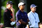 CHASKA, MN - AUGUST 11: (L-R) Nick Watney, Tiger Woods and Hank Haney look on during the second preview day of the 91st PGA Championship at Hazeltine National Golf Club on August 11, 2009 in Chaska, Minnesota.  (Photo by Stuart Franklin/Getty Images)