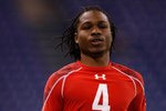 INDIANAPOLIS, IN - FEBRUARY 28: Wide receiver Brandon Banks of Kansas State runs the 40 yard dash during the NFL Scouting Combine presented by Under Armour at Lucas Oil Stadium on February 28, 2010 in Indianapolis, Indiana. (Photo by Scott Boehm/Getty Images)