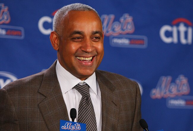 LONG ISLAND CITY, NY - DECEMBER 17:  New York Mets General Manager Omar Minaya speaks to the media during a press conference to introduce Francisco Rodriquez on December 17, 2008 at the Citigroup Building in New York City.  (Photo by Mike Stobe/Getty Images)
