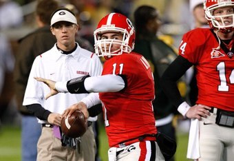 ATLANTA - NOVEMBER 28:  Backup quarterback Aaron Murray #11 of the Georgia Bulldogs against the Georgia Tech Yellow Jackets at Bobby Dodd Stadium on November 28, 2009 in Atlanta, Georgia.  (Photo by Kevin C. Cox/Getty Images)
