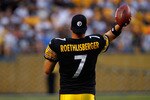 PITTSBURGH - AUGUST 14:  Ben Roethlisberger #7 of the Pittsburgh Steelers warms up prior to the game against the Detroit Lions on August 14, 2010 at Heinz Field in Pittsburgh, Pennsylvania.  (Photo by Jared Wickerham/Getty Images)