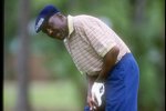 14 Apr 1995: Calvin Peete directs the ball with body english during the PGA Senior Championship at the National Resort in Palm Beach, Florida.