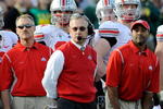 PASADENA, CA - JANUARY 01:  Head coach Jim Tressel of the Ohio State Buckeyes is seen during the 96th Rose Bowl game against the Oregon Ducks on January 1, 2010 in Pasadena, California.  (Photo by Kevork Djansezian/Getty Images)